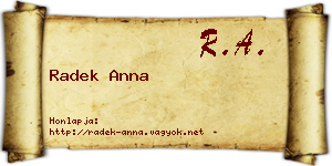 Radek Anna névjegykártya